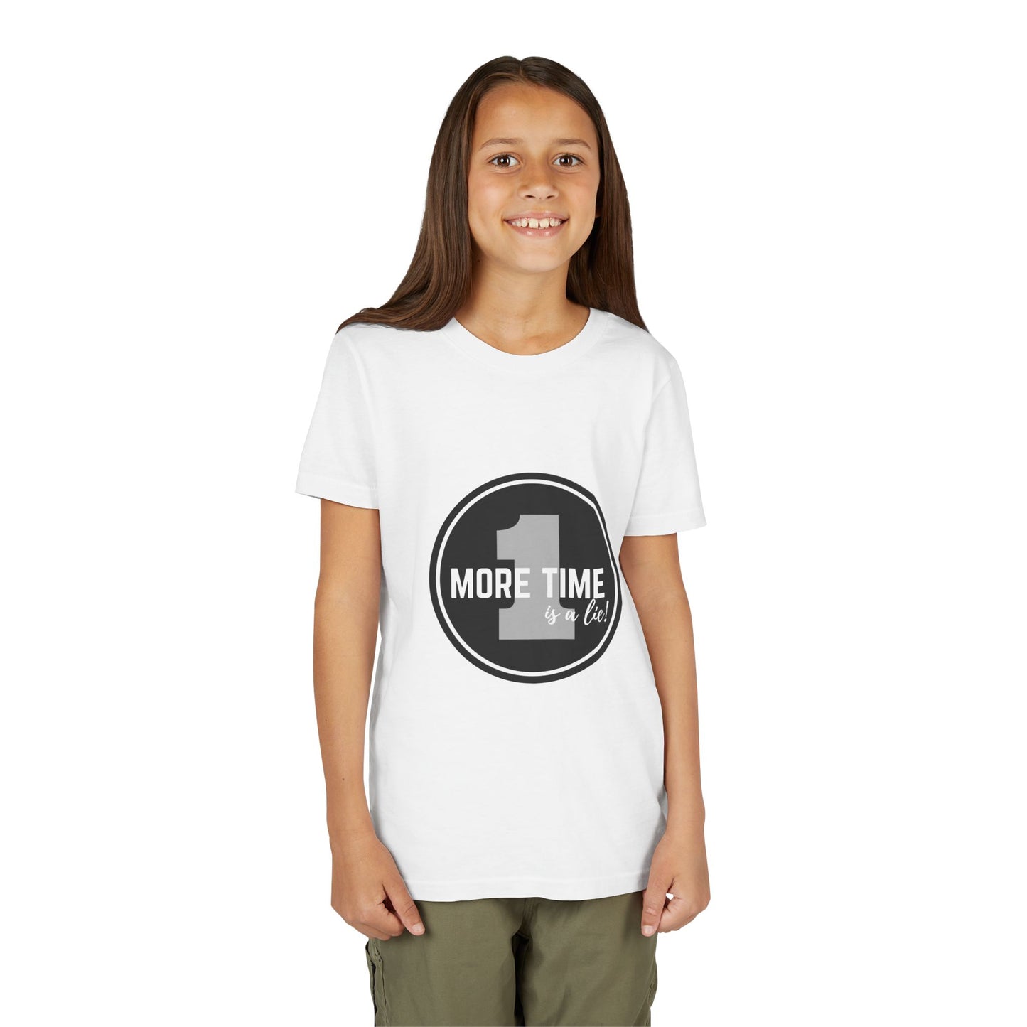 “One More Time is a Lie” Bold Emblem Dancer Graphic T-Shirt for Kids – Funny Dance Rehearsal Shirt - Youth Dance Tee