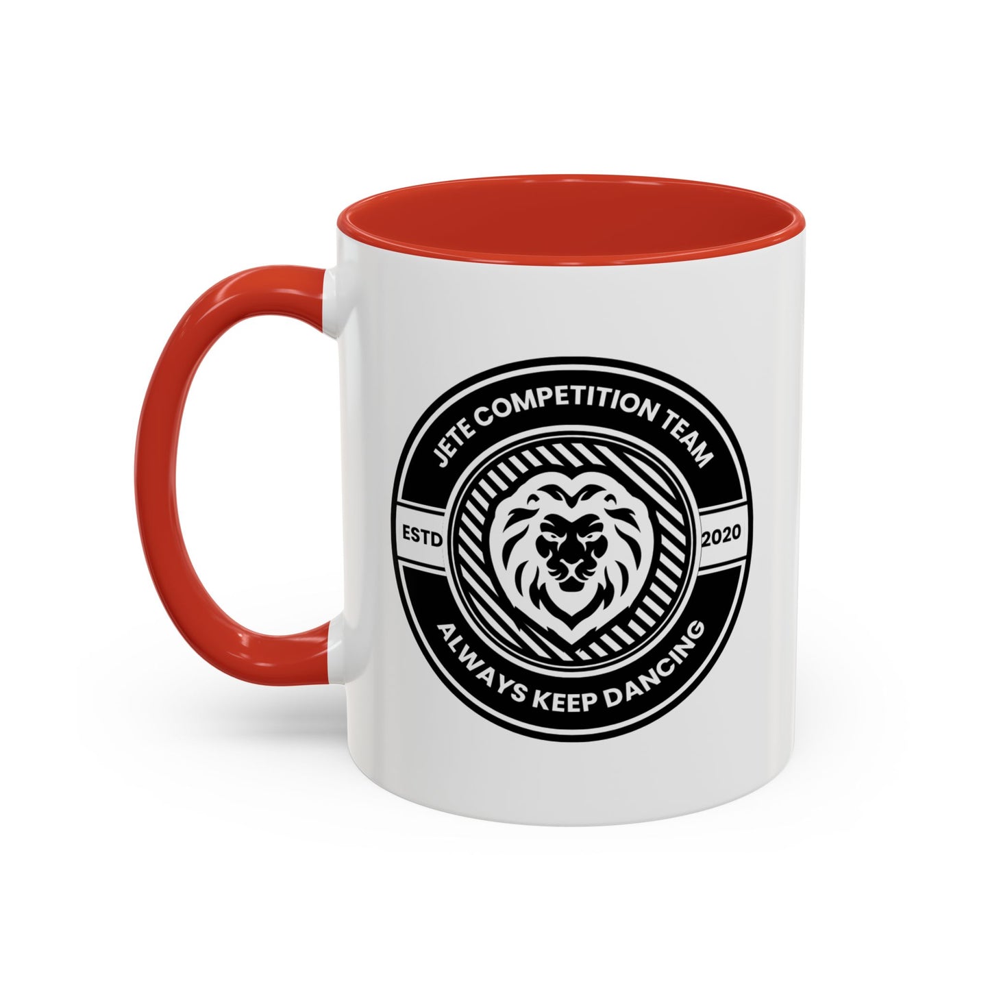 "Jeté Competition Team – Always Keep Dancing" Accent Coffee Mug – Collegiate Style Ceramic Mug for Dancers and Studio Teams