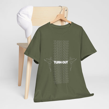 "Turn Out" Ballerina Graphic Unisex Heavy Cotton Tee – Ballet Dance T-Shirt for Dancers & Dance Enthusiasts