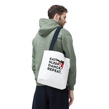 "Eat Sleep Dance Repeat" B-Boy Canvas Tote Bag – Hip-Hop Dancer Graphic Dance Tote for Everyday Use