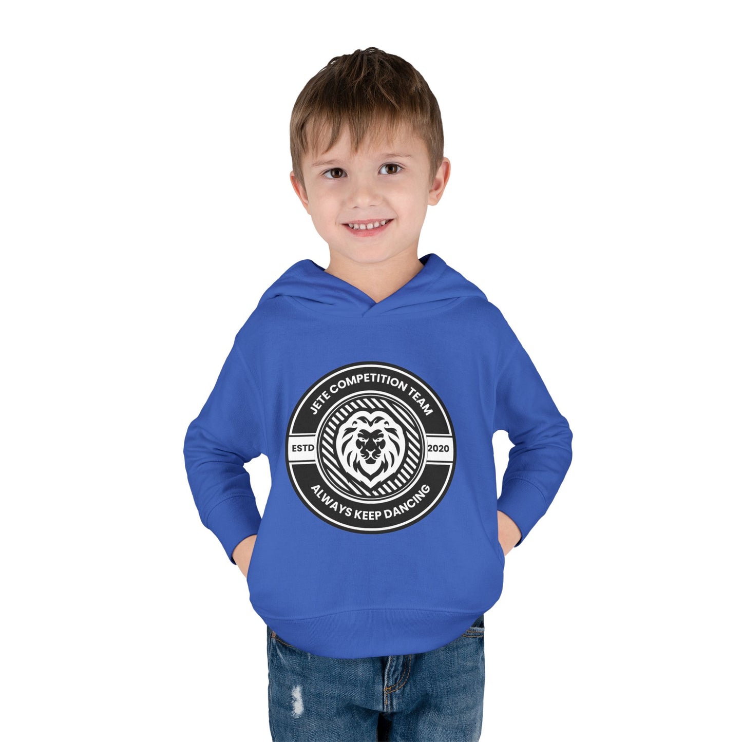 “Jeté Competition Team: Always Keep Dancing” Toddler Pullover Fleece Hoodie – Collegiate Dance Graphic |  Sweatshirt for Kids