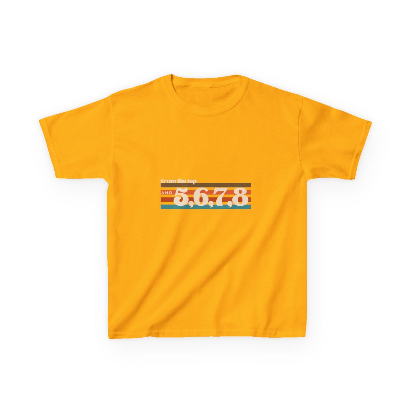 “From the Top and 5, 6, 7, 8” Youth Short Sleeve Tee – Retro Graphic Dance Shirt for Kids and Young Performers