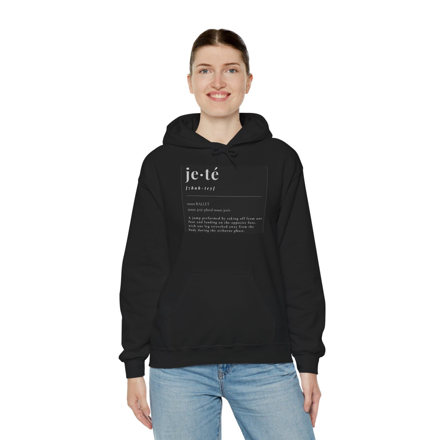 "Jeté" Definition Unisex Hoodie – Ballet-Themed Hoodie for Teens and Adults with Dance Term Definition and Personalized Sleeve Option