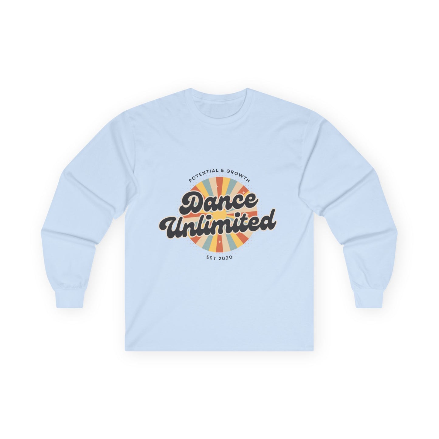 “Dance Unlimited – Potential & Growth" Unisex Long Sleeve Tee – Retro Dance Graphic Shirt for Motivated Dancers & Studio Apparel