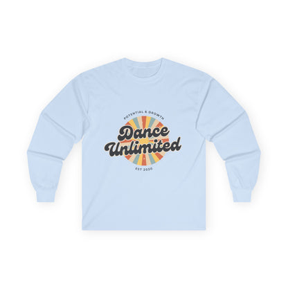 “Dance Unlimited – Potential & Growth" Unisex Long Sleeve Tee – Retro Dance Graphic Shirt for Motivated Dancers & Studio Apparel