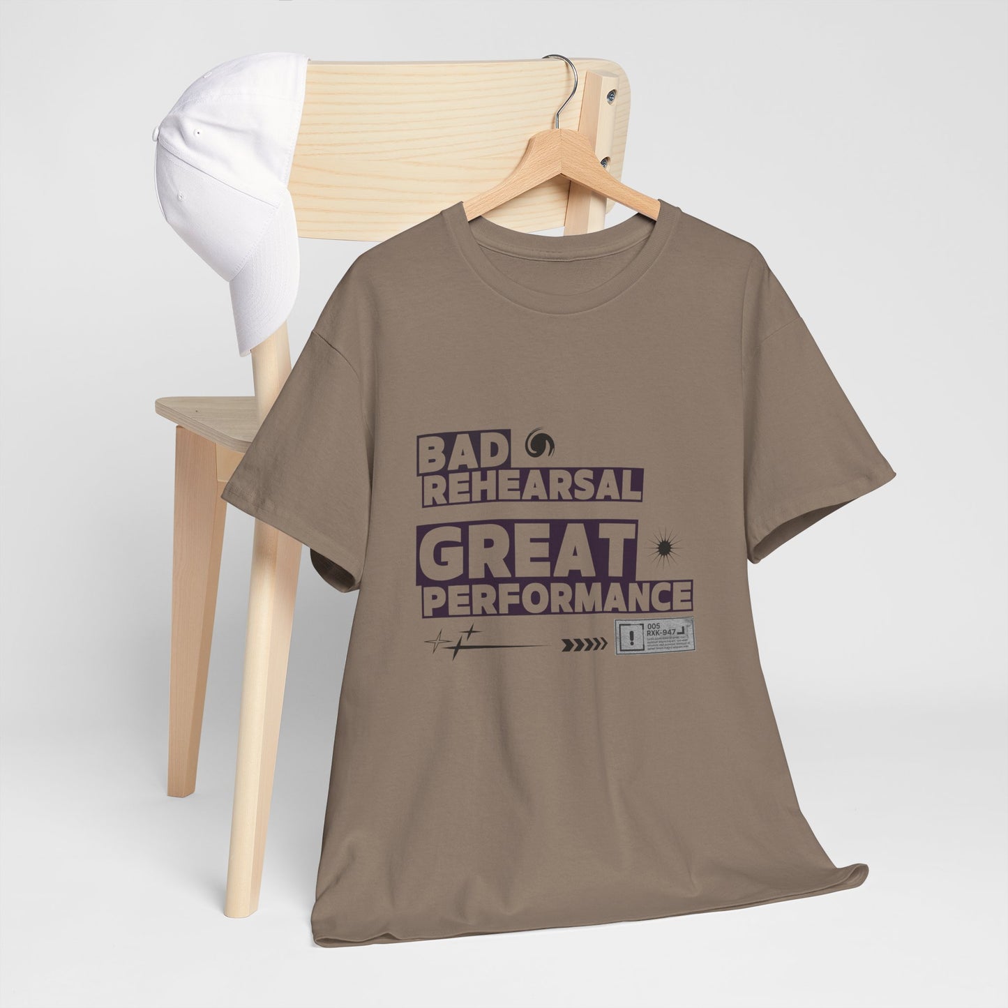 "Bad Rehearsal, Great Performance" Dance Quote Tee – Unisex Heavy Cotton T-Shirt with Streetwear-Inspired Graphic for Dancers