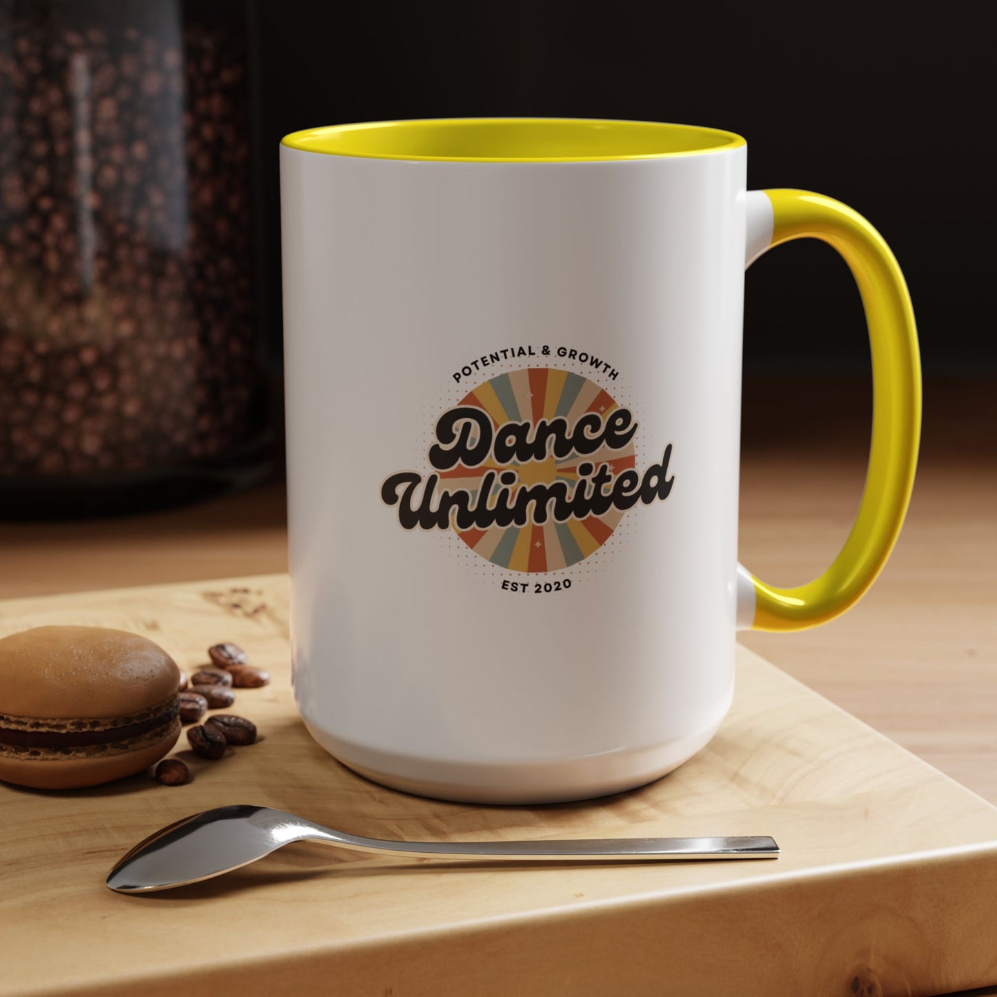 "Dance Unlimited – Potential & Growth" Accent Coffee Mug – Retro-Inspired Ceramic Mug for Dancers and Creative Dreamers