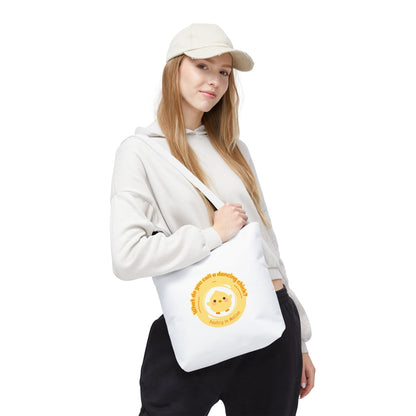 "What do you call a dancing chick? Poultry in Motion" Funny Dance Tote Bag – Kawaii Chicken Canvas Tote for Dancers & Dance Lovers