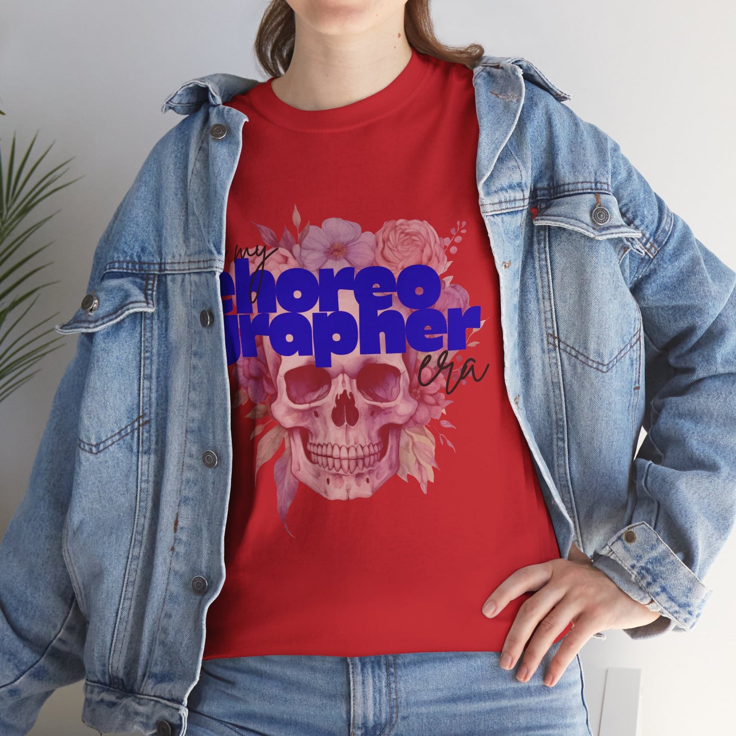 "In My Choreographer Era" Skull Floral Tee – Unisex Heavy Cotton Dance T-Shirt with Cool Gothic Graphic