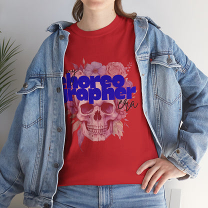 "In My Choreographer Era" Skull Floral Tee – Unisex Heavy Cotton Dance T-Shirt with Cool Gothic Graphic