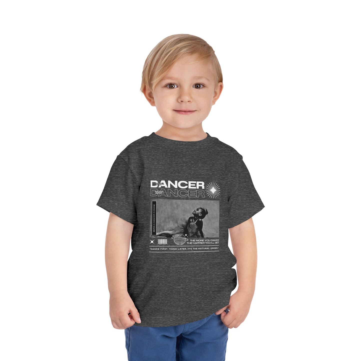 “Tiny Dancer" Toddler Short Sleeve T-Shirt – Streetwear-Inspired Recital Photo Graphic Tee for Kids