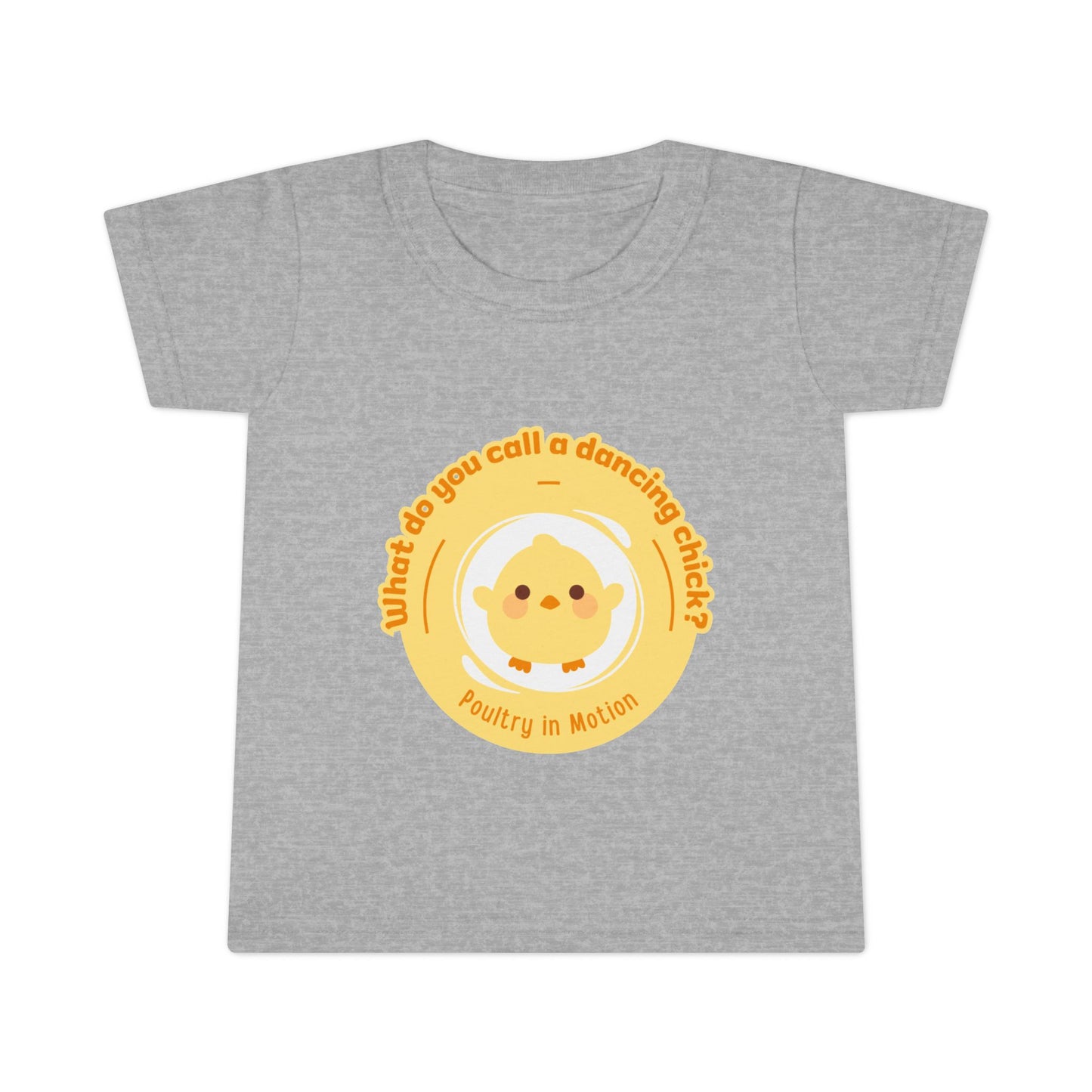 "What Do You Call a Dancing Chick? Poultry in Motion" Toddler Dance T-Shirt – Cute Chicken Graphic Short Sleeve Tee for Kids
