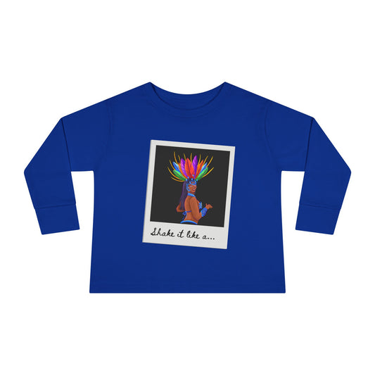 "Shake It Like a…” Toddler Long Sleeve Tee – Samba Dancer Graphic Shirt for Kids