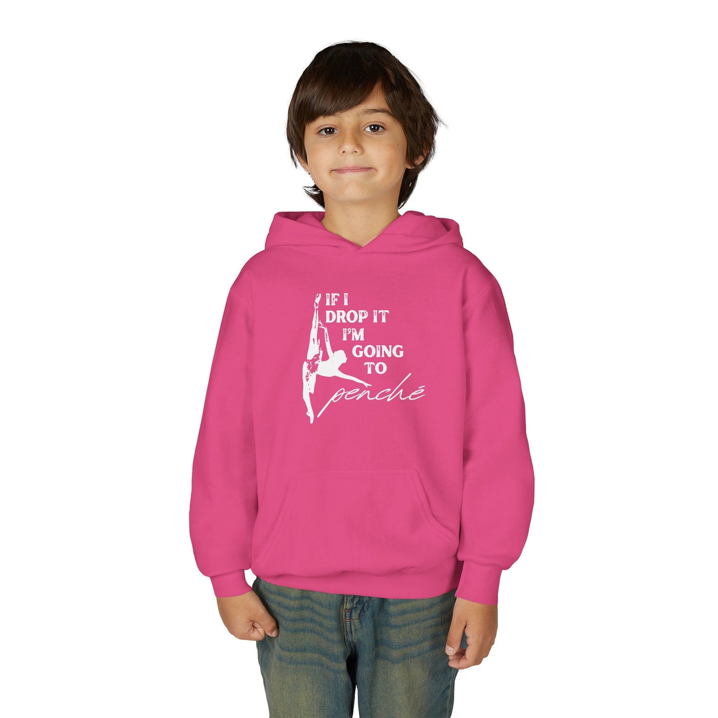 “If I Drop It, I’m Going to Penché” Unisex Youth Hoodie with Ballet Dancer Graphic – Funny Dance Hoodie for Kids & Teens, Personalized with Name or Studio