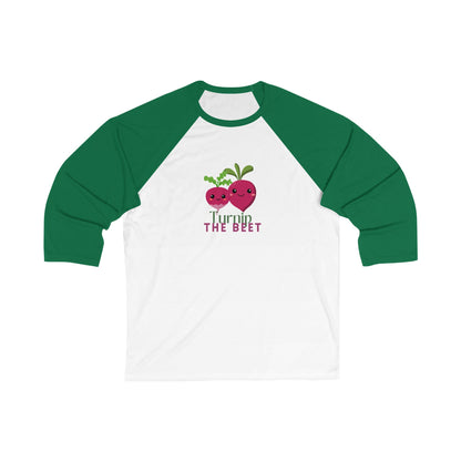 "Turnip the Beet" Dance Tee – Unisex 3/4 Sleeve Baseball Shirt with Cute Veggie Graphic | Funny Dance Pun Shirt