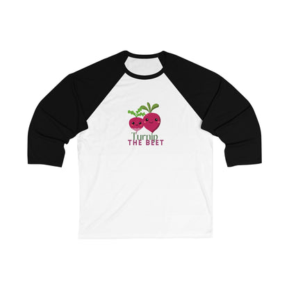 "Turnip the Beet" Dance Tee – Unisex 3/4 Sleeve Baseball Shirt with Cute Veggie Graphic | Funny Dance Pun Shirt
