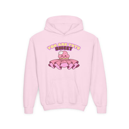 "You Are Tutu Sweet" Youth Hooded Sweatshirt – Kawaii Cupcake in Tutu Dance Graphic Hoodie for Kids and Teens