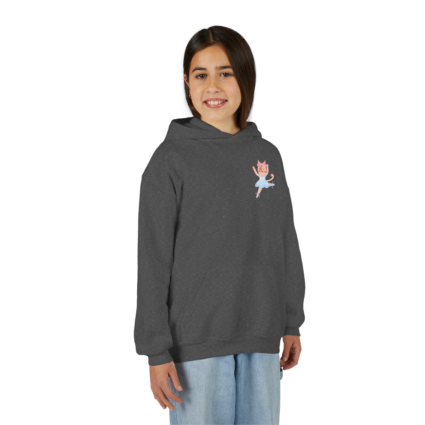 “Every Meow & Then I Dance” Adorable Dancing Cat Graphic | Cute Cat Dance Hoodie for Kids & Young Ballet Enthusiasts - Unisex Youth Hoodie
