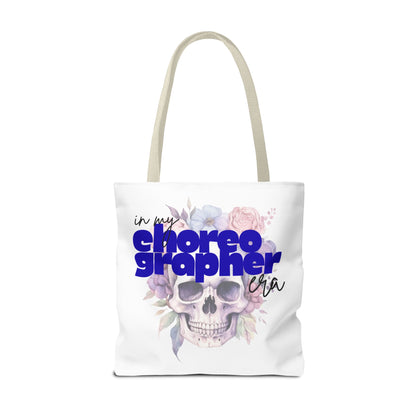 In My Choreographer Era Tote Bag with Colored Handles – Pastel Floral Skull Dance-Inspired Carryall