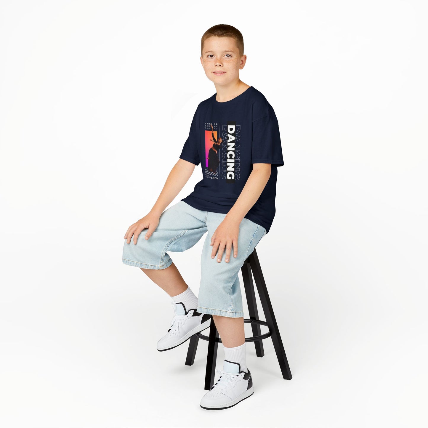 “Dancing” Youth Short Sleeve T-Shirt – Streetwear-Inspired Female Dancer Design – Trendy Kids Dance Graphic Tee