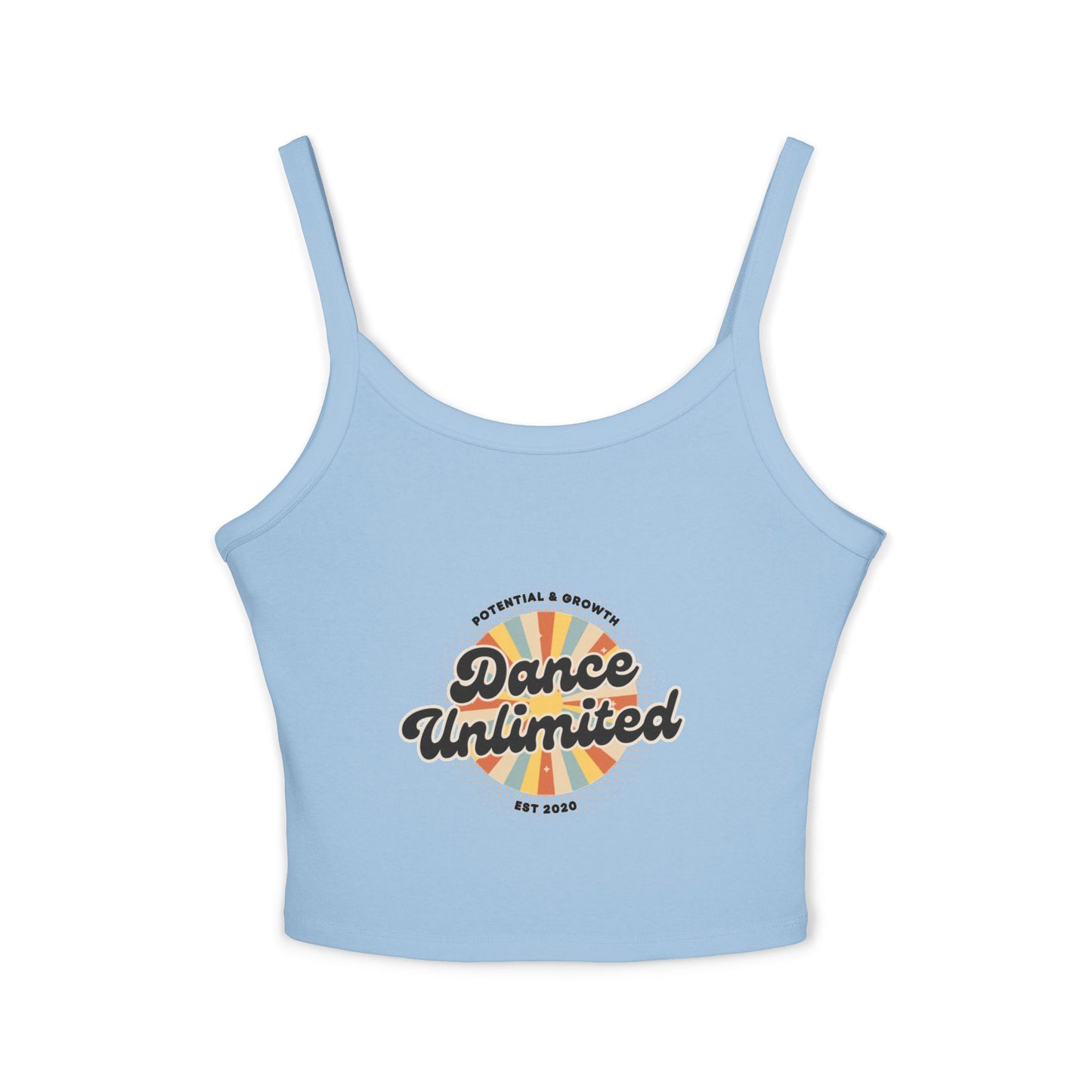"Dance Unlimited – Potential & Growth" Women’s Spaghetti Strap Tank Top – Retro Dance Graphic | Inspirational Studio Apparel for Dancers & Performers