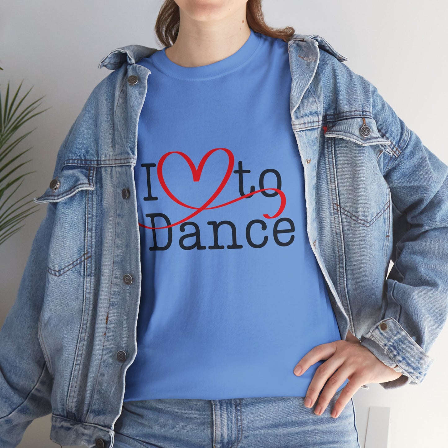 "I Love to Dance" Unisex Heavy Cotton Tee – Hand-Drawn Heart Graphic Dance Lover T-Shirt