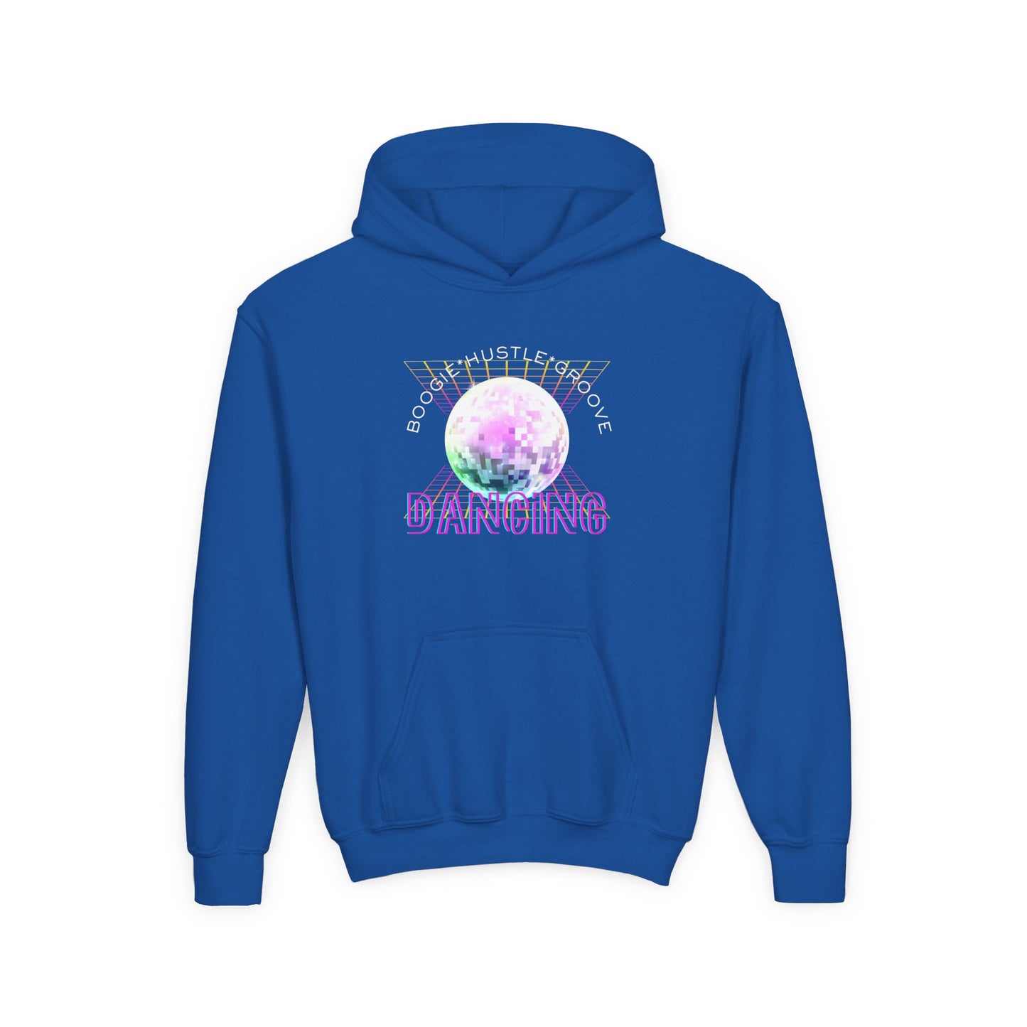 "Boogie, Hustle, Groove - Dancing" Streetwear Dance Graphic – Youth Heavy Blend Hooded Sweatshirt
