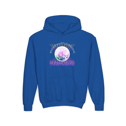 "Boogie, Hustle, Groove - Dancing" Streetwear Dance Graphic – Youth Heavy Blend Hooded Sweatshirt