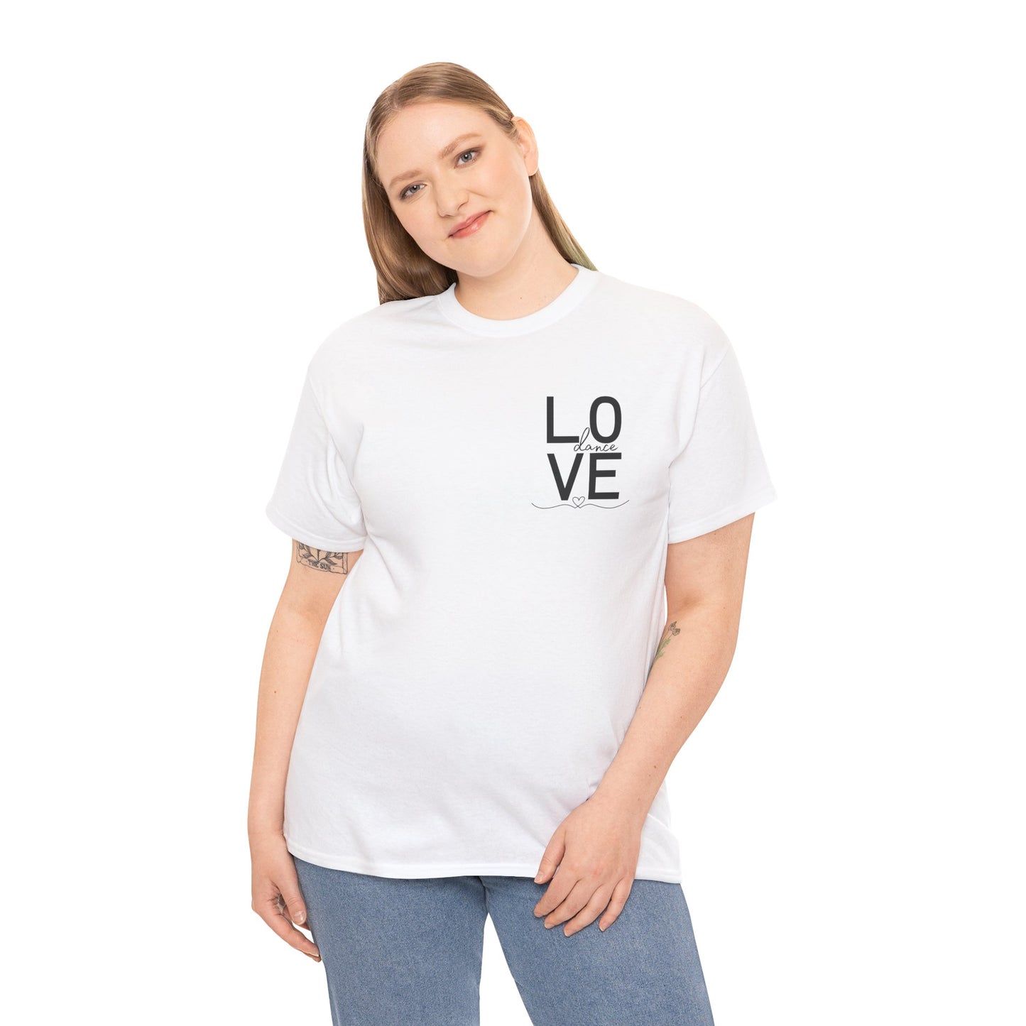 "LOVE Dance" Unisex Heavy Cotton Tee – Script Letter Graphic Dance Lover T-Shirt