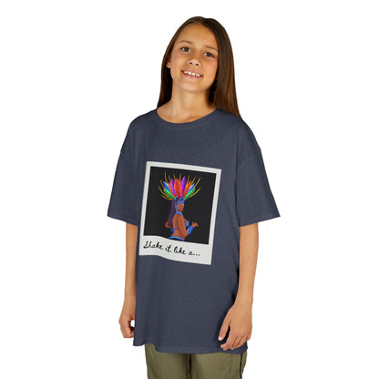 "Shake It Like a..." Youth Short Sleeve Tee – Carnival-Inspired Samba Dancer Graphic Dance Shirt for Kids