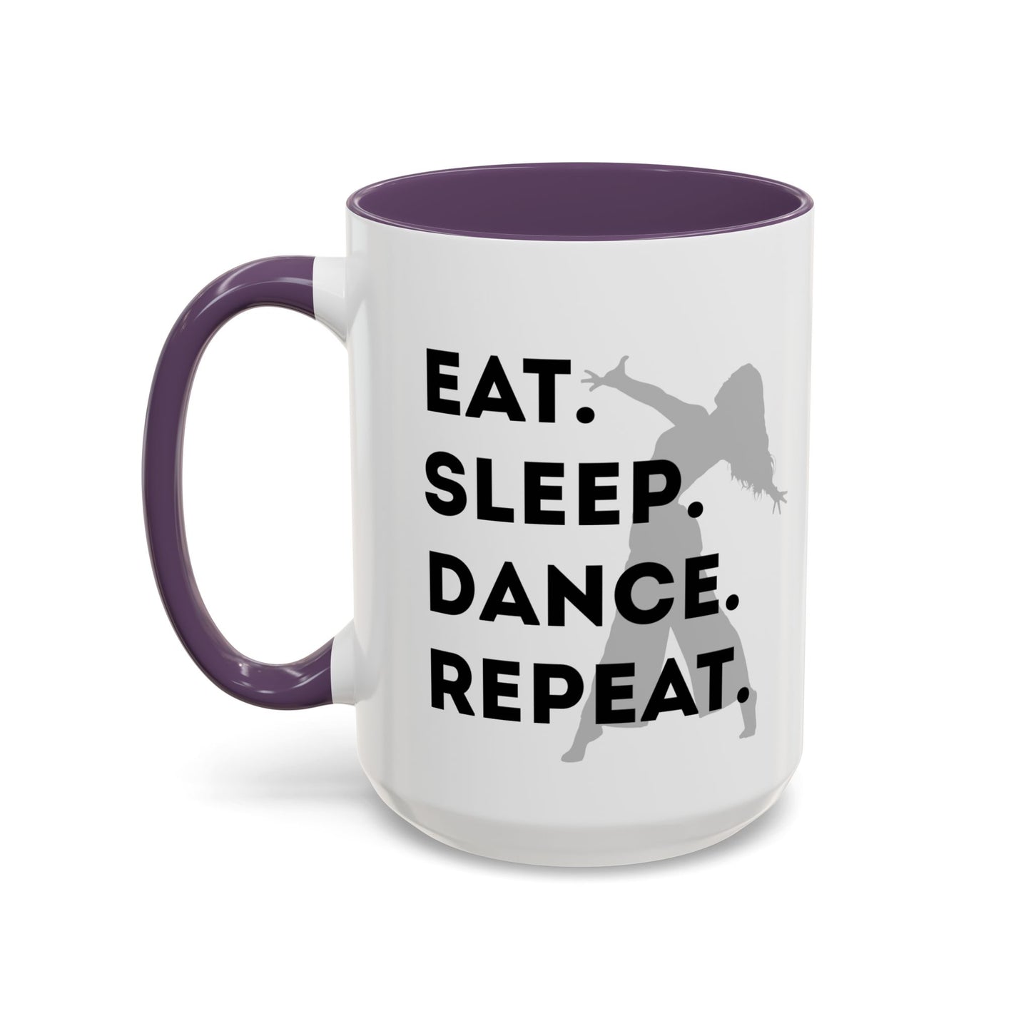 "Eat Sleep Dance Repeat" Accent Coffee Mug – Gray Dancer Graphic Ceramic Mug for Dance Lovers