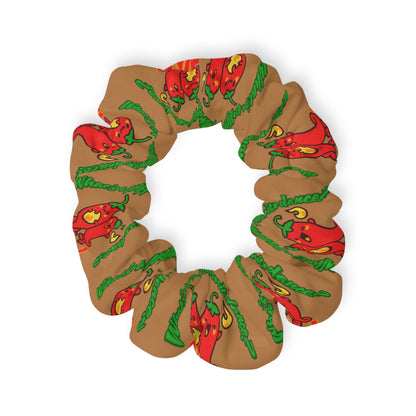 “What's a Pepper's Favorite Dance? Salsa!” Scrunchie – Funny Dance Pun Hair Accessory with Cute Pepper Graphic