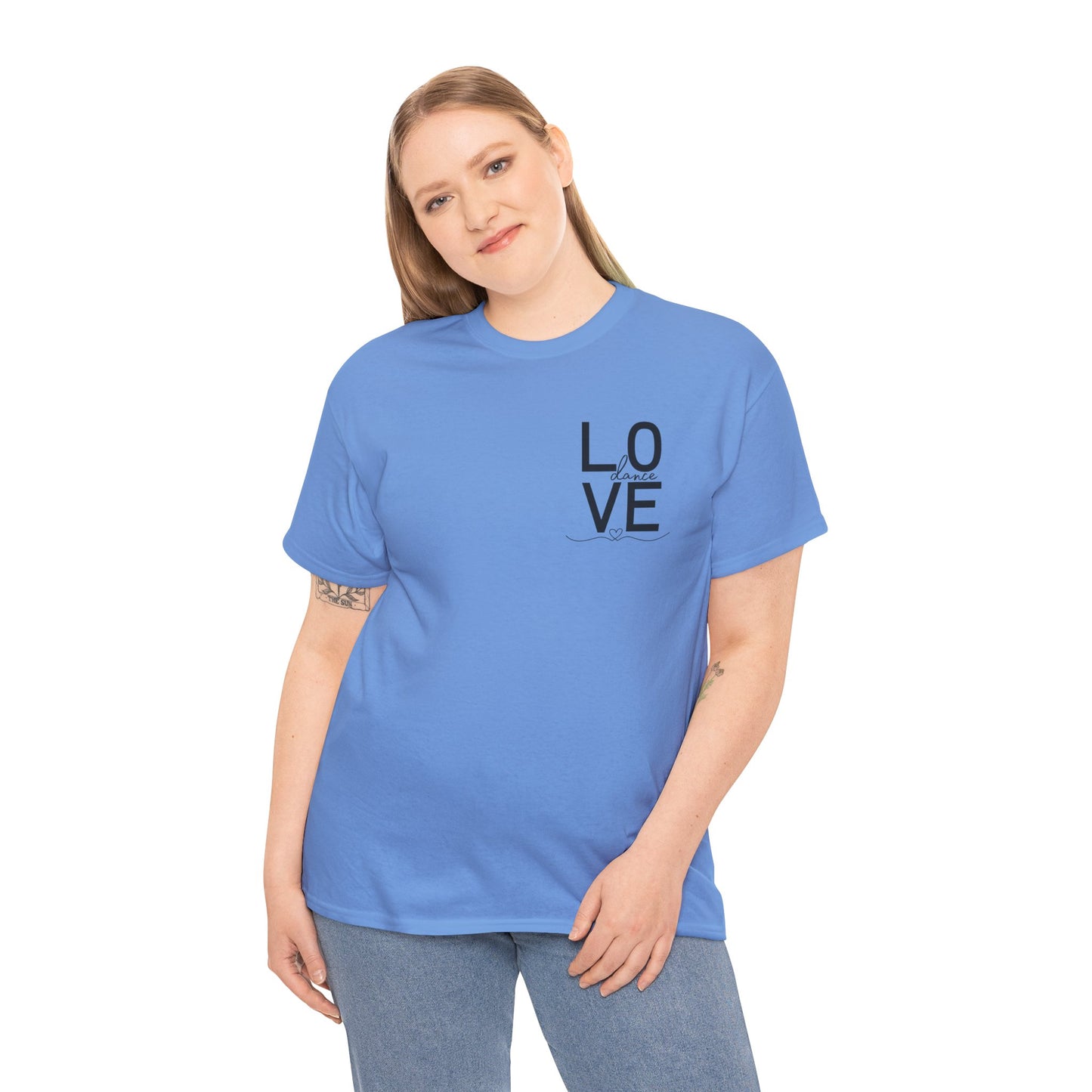 "LOVE Dance" Unisex Heavy Cotton Tee – Script Letter Graphic Dance Lover T-Shirt