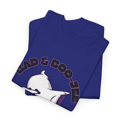 “Bad & Boo-jee” Funny Halloween Dance T-Shirt with Cute Ghost Dab Graphic - Unisex Heavy Cotton Tee