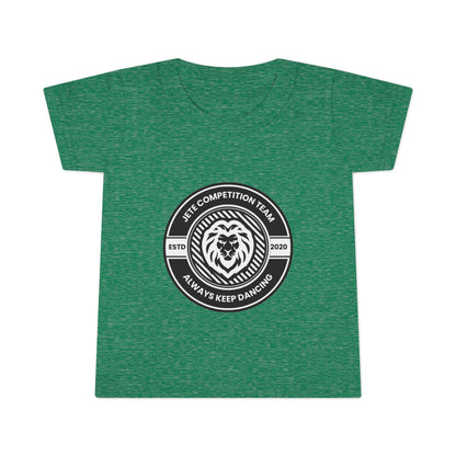 "Jeté Competition Team – Always Keep Dancing" Toddler Dance T-Shirt – Collegiate-Inspired Emblem Graphic Short Sleeve Tee for Kids