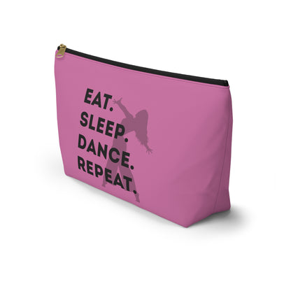 “Eat Sleep Dance Repeat” Makeup Bag – Bold Dancer Graphic – Dance-Themed Zipper Pouch for Cosmetics, Accessories & Travel Essentials