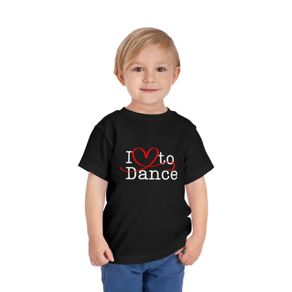 "I Love to Dance" Toddler Short Sleeve Tee – Hand-Drawn Heart Graphic Dance Lover T-Shirt