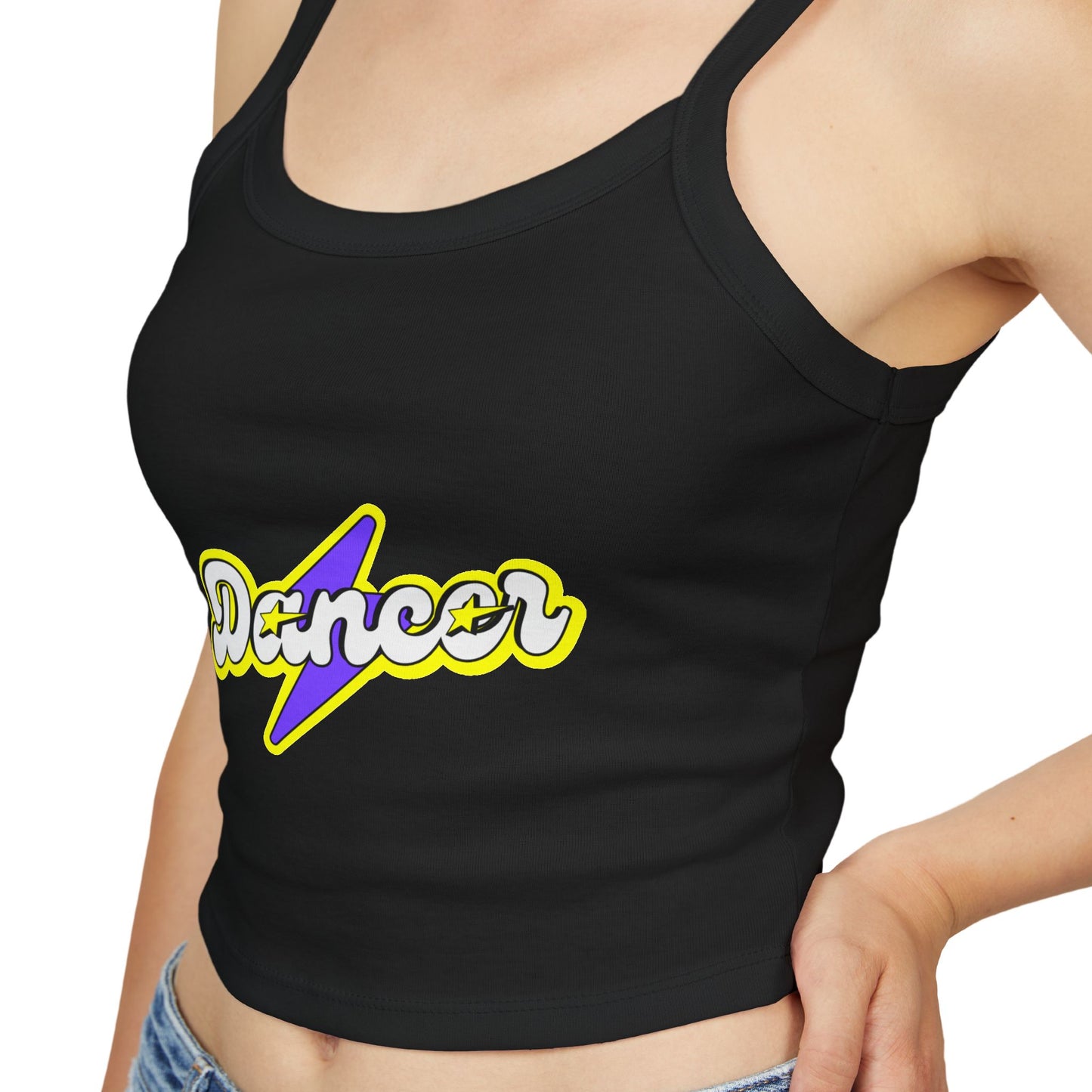 "Dancer" Women’s Spaghetti Strap Tank Top – Superhero-Inspired Dancer Graphic | Empowering Dance Apparel for Strong & Stylish Performers