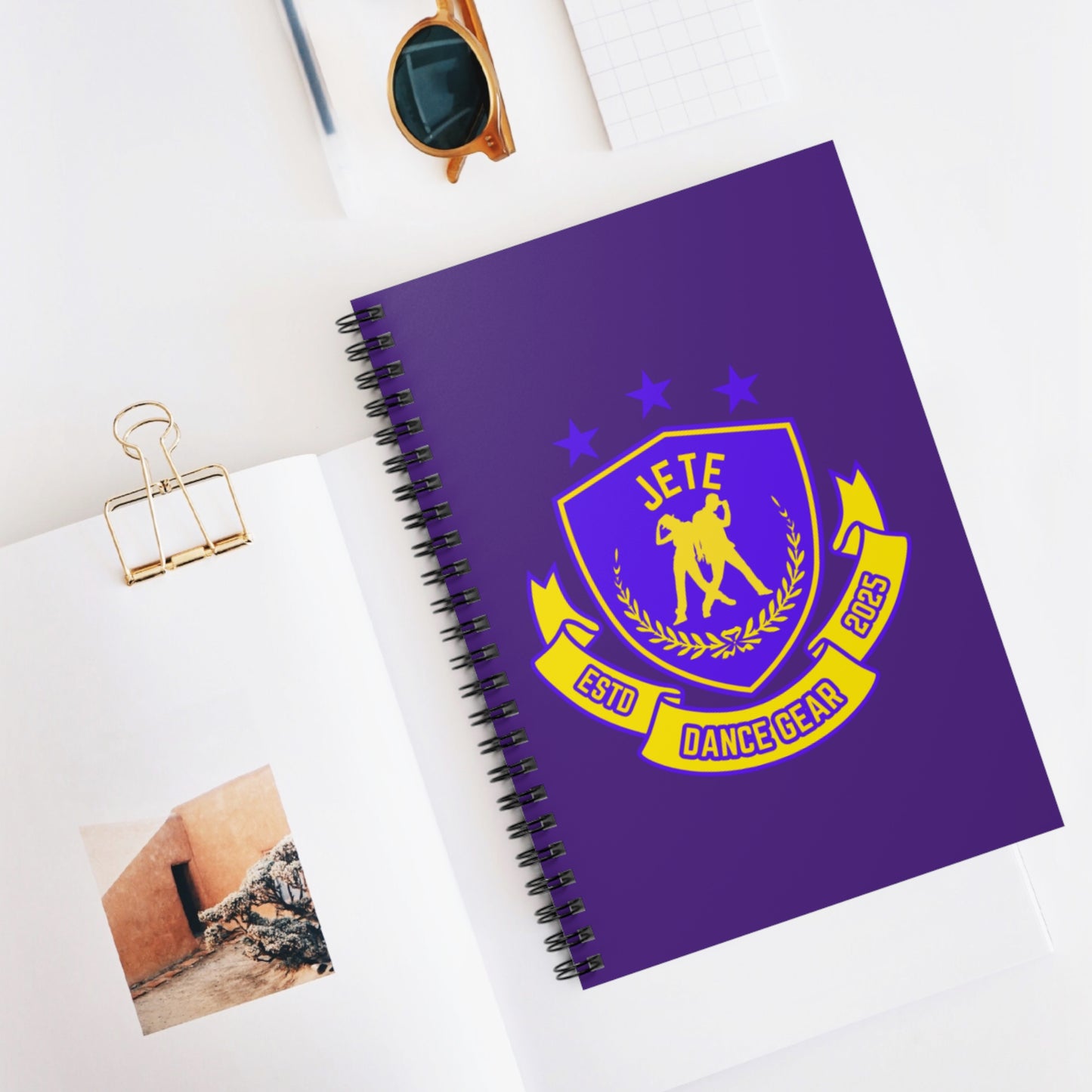 "Jeté Dance Gear" Spiral Notebook – Collegiate-Inspired Dance Journal with Colorful Graphic for Dancers, Students & Choreographers