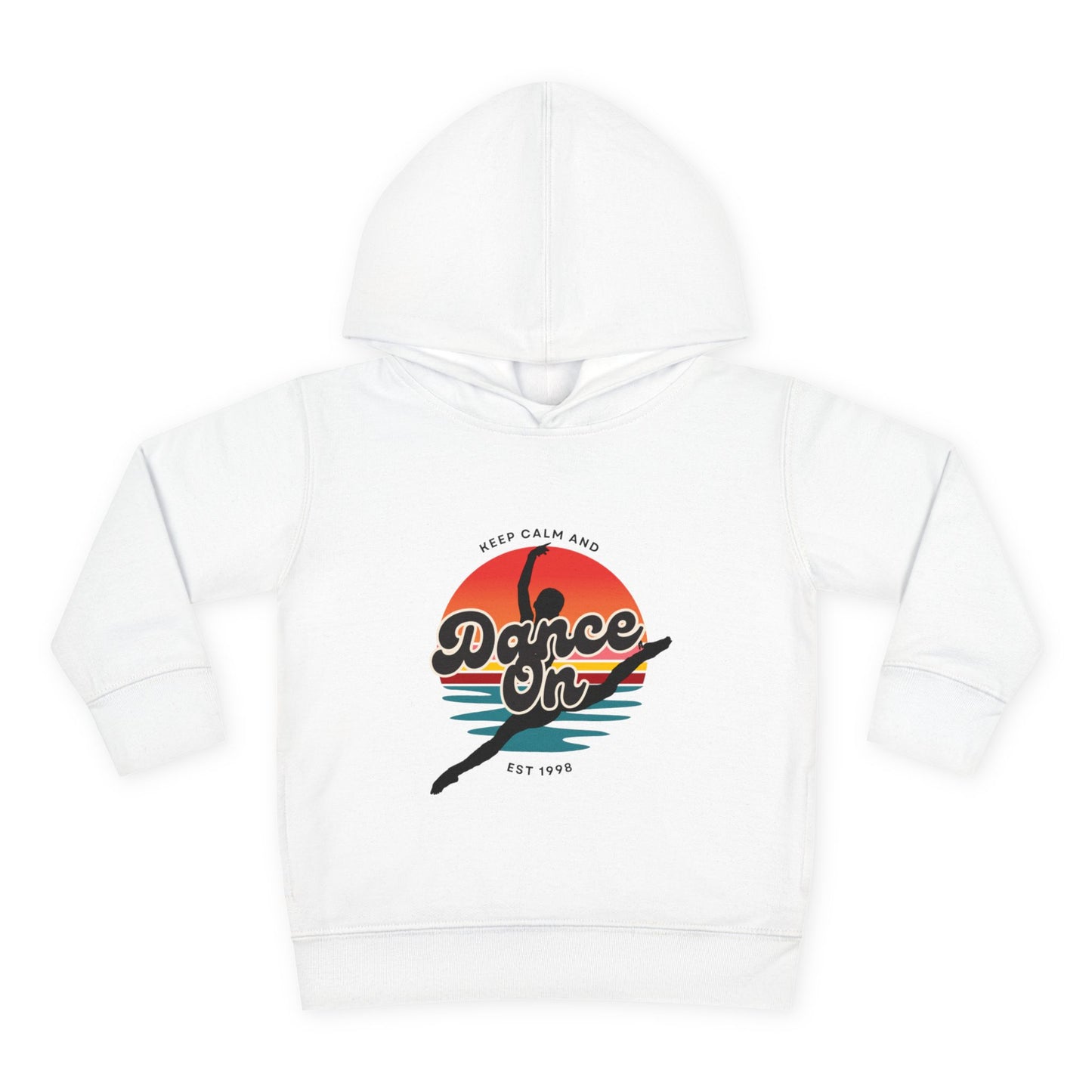 “Keep Calm and Dance On” Toddler Fleece Hoodie – Retro Dancer Graphic Sweatshirt for Little Movers