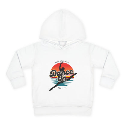 “Keep Calm and Dance On” Toddler Fleece Hoodie – Retro Dancer Graphic Sweatshirt for Little Movers