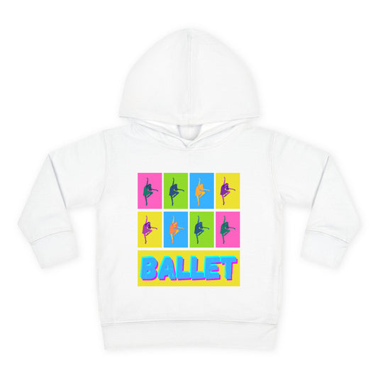 “Ballet" Toddler Pullover Hoodie – Pop Art Inspired Dance Graphic Sweatshirt with Ballet Dancer Design for Kids