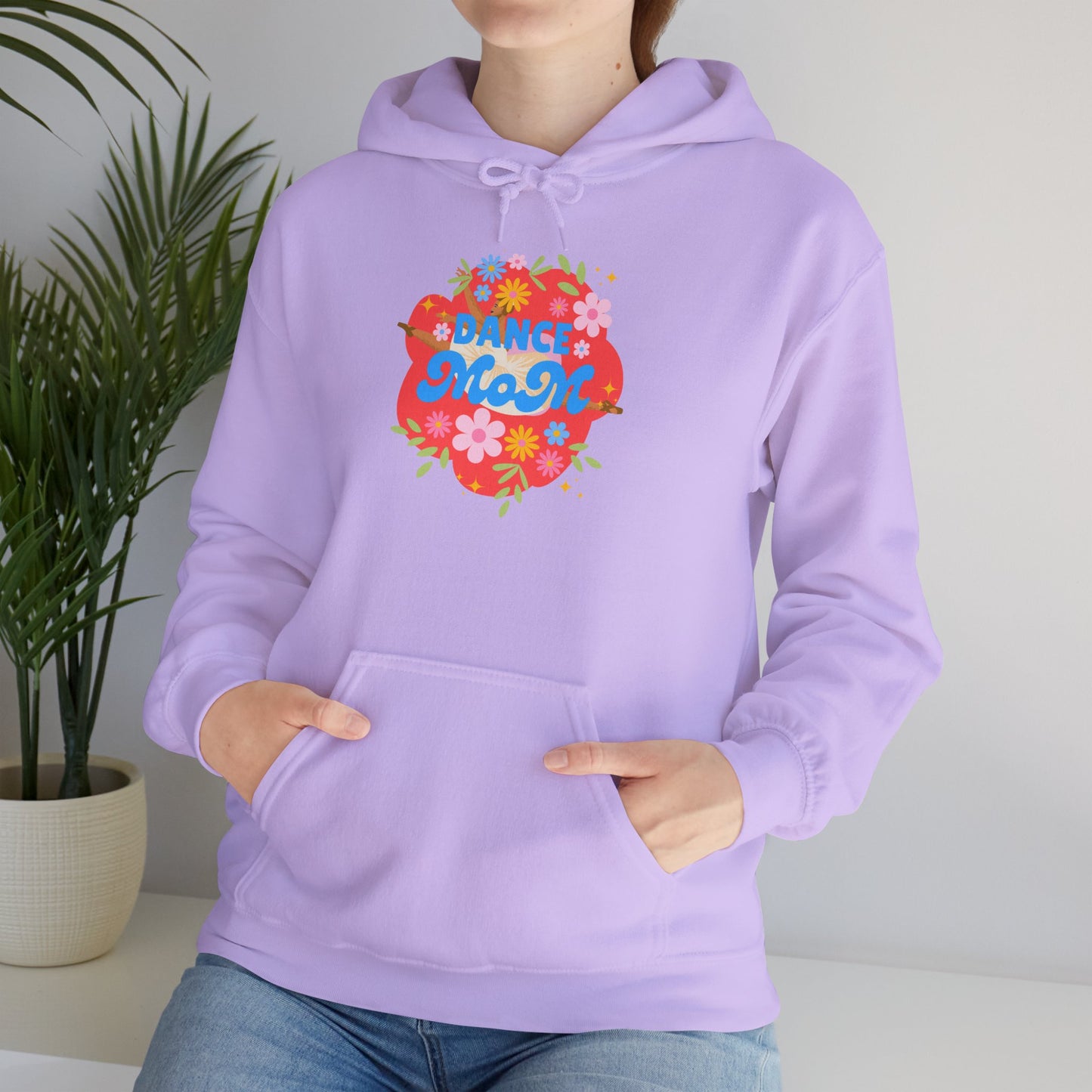 "Dance Mom" Superhero Hoodie – Floral Front Graphic & Fun Back Design | Unisex Hooded Sweatshirt for Proud Dance Parents