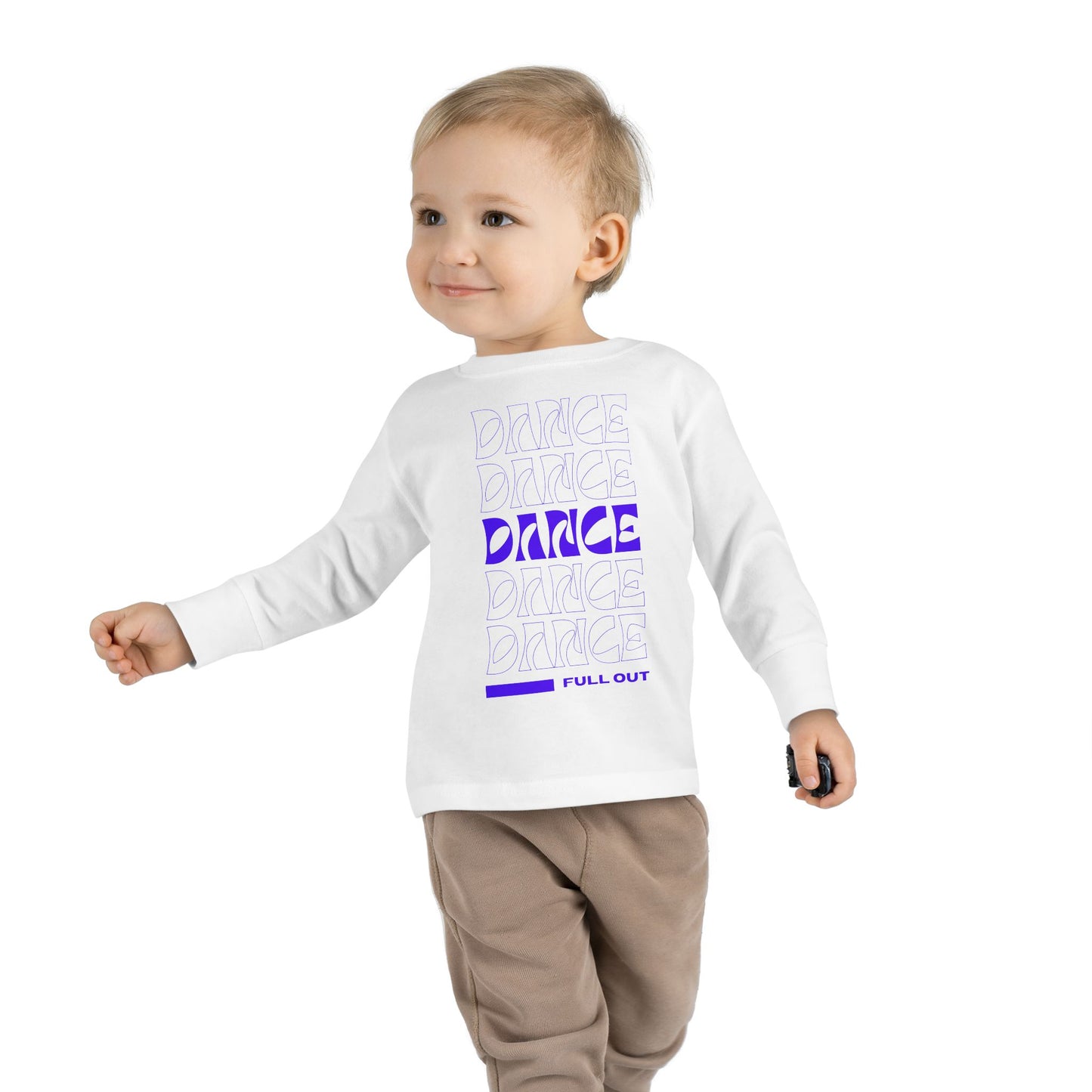 "Dancer – Full Out" Toddler Long Sleeve Dance Tee – Bold Motivational Graphic Shirt for Young Movers