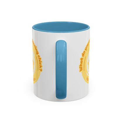 "What Do You Call a Dancing Chick? Poultry in Motion" Accent Coffee Mug – Funny Dance Pun Ceramic Mug for Dancers and Chick Enthusiasts