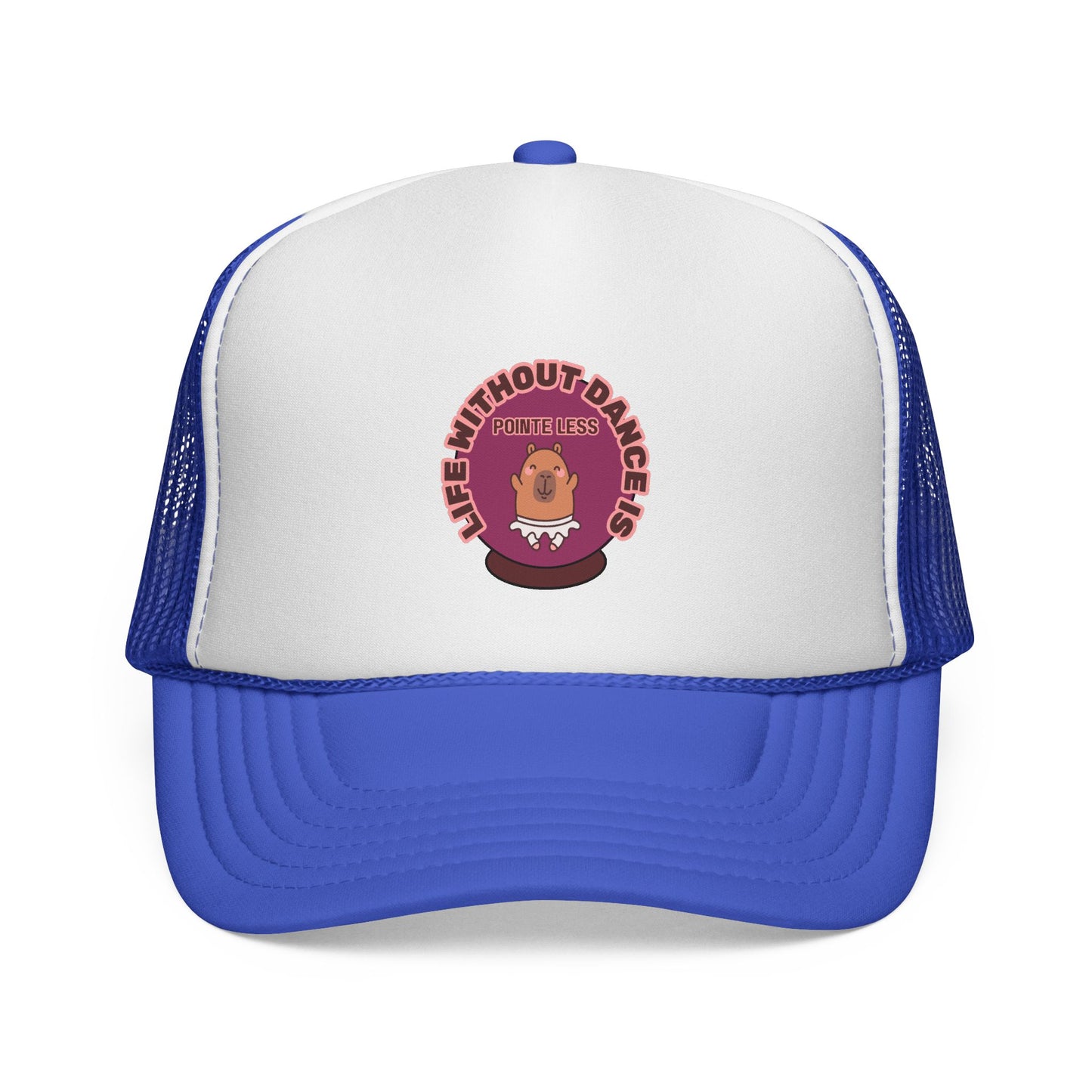 "Life Without Dance is Pointeless" Trucker Hat – Cute Dancing Capybara Graphic, Funny Unisex Dance Hat