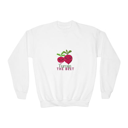 "Turnip the Beet" Youth Crewneck Dance Sweatshirt – Cute Veggie Graphic Pullover for Dancers & Kids 🥕🩰🌈