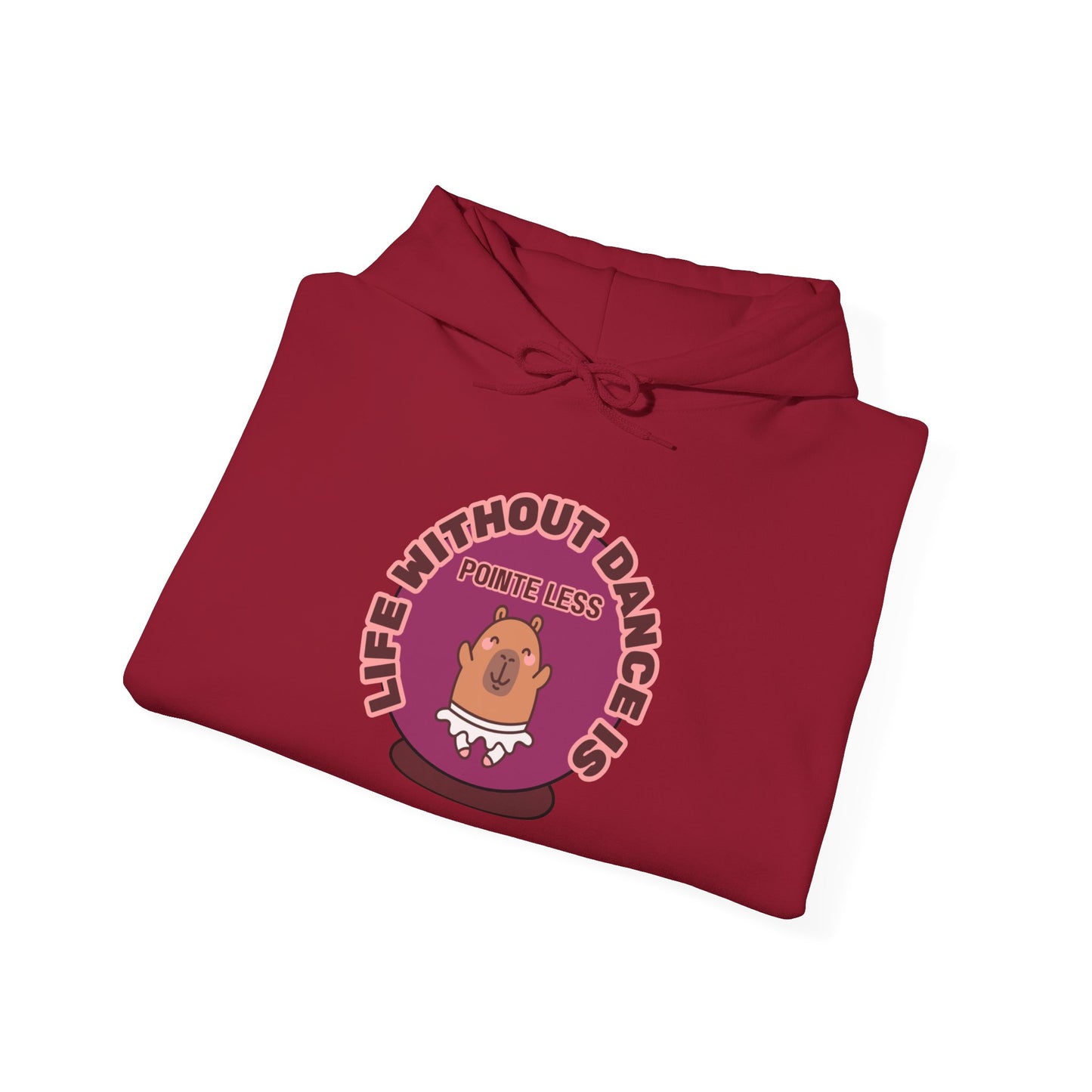 “Life Without Dance is Pointeless" Unisex Heavy Blend Hooded Sweatshirt – Cute Capybara Graphic Hoodie for Adults and Teens