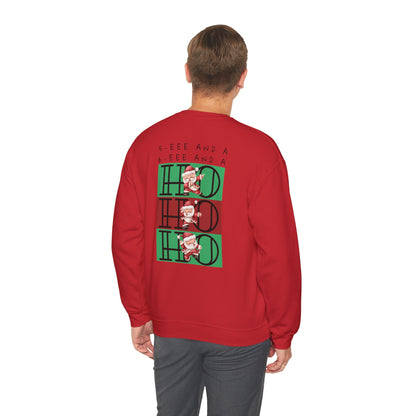 “5-eee and a 6-eee and a Ho, Ho, Ho”  ADULT SWEATSHIRT Unisex Heavy Blend Crewneck with Playful Dancing Santa Front & Back – Festive Christmas Dance Sweatshirt for Dancers & Studios