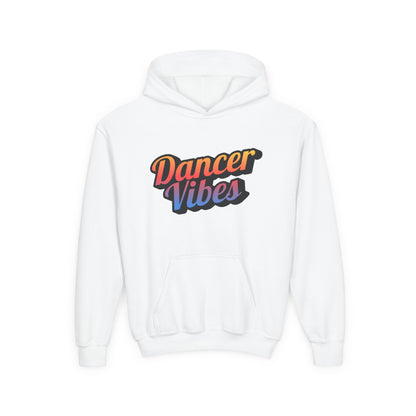 "Dancer Vibes" Youth Hooded Sweatshirt – Retro Text-Based Dance Graphic Hoodie for Kids and Teens